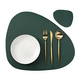 Forma Faux Leather Placemats and Coasters Set – Non Slip Heat Resistant Table Mats Dining Table Place Settings 1 Piece 4 Piece or 6 Piece Sets