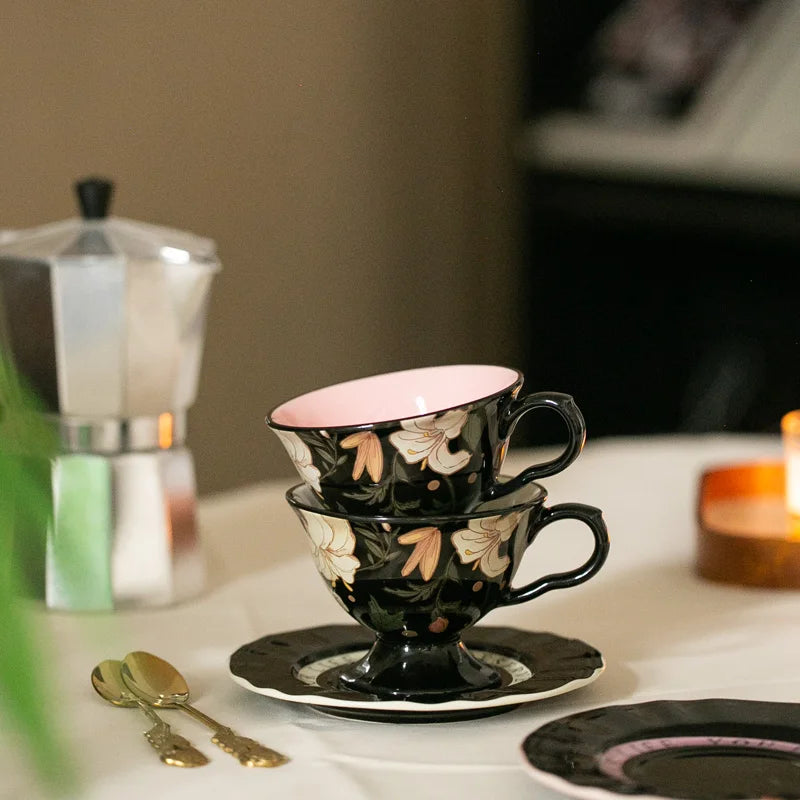 Marais Fine Bone China Tea Cup & Saucer Set – Vintage Floral Coffee & Afternoon Tea Cup