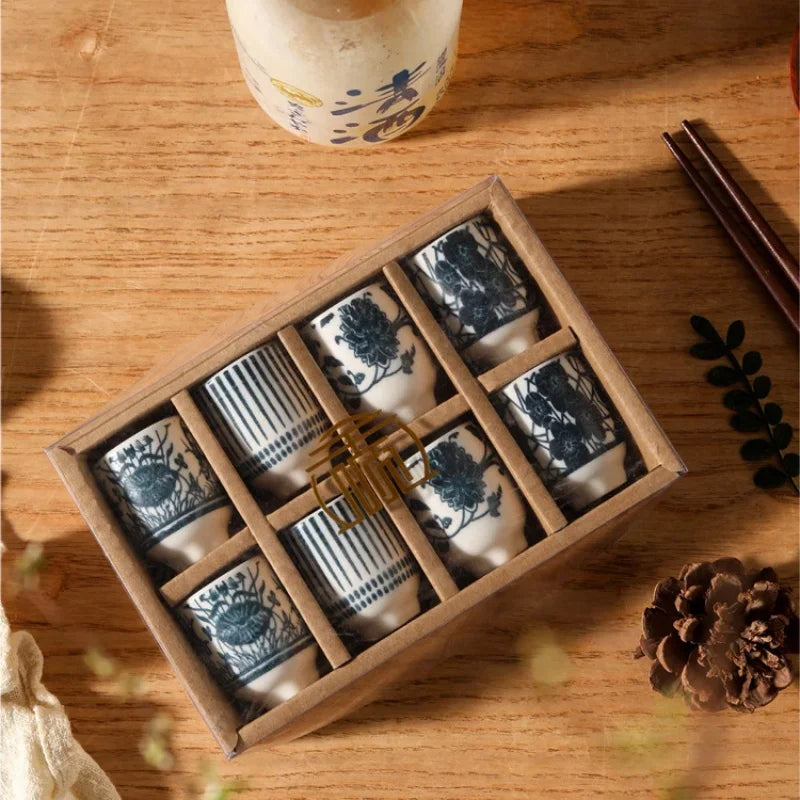 Kenshiro Ceramic Tea Cup Set – 8 Piece Japanese Style Tea Cups 180ml Tea Cups Set for Tea, Coffee and Everyday Use