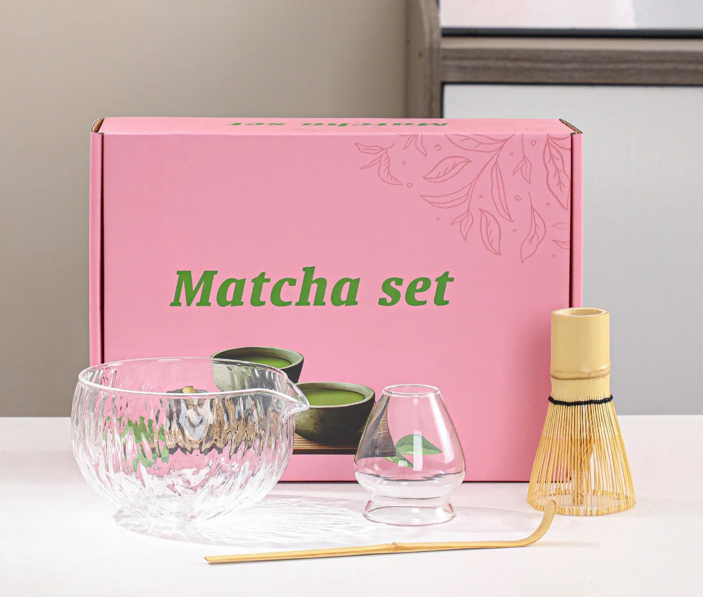 Glass Matcha Tea Set with Bamboo Whisk & Accessories – 4/5/7 Piece Japanese Gift Box