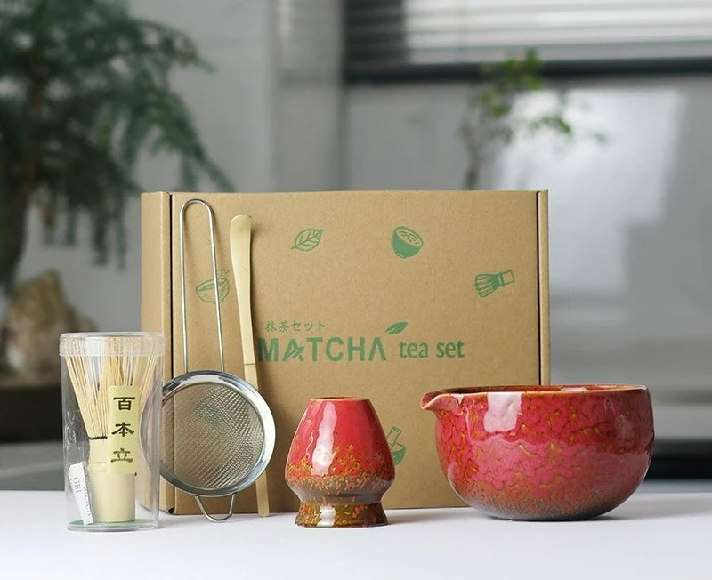 Sahori Japanese-Style Matcha Tea Set – 2, 5 or 7 Piece Matcha Bowl and Bamboo Whisk Set