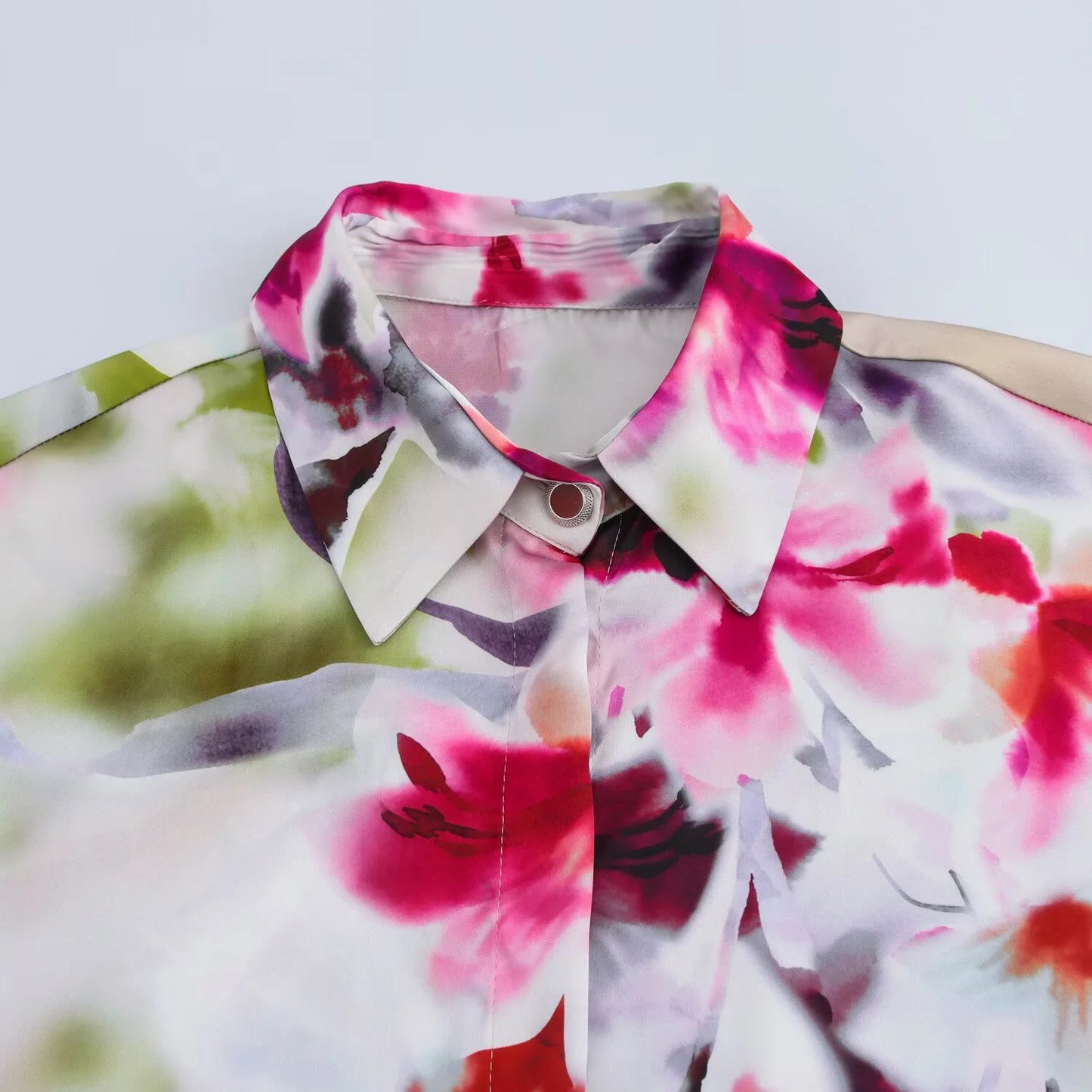 Fiorella Elegant Floral Satin Blouse – Timeless Button-Up Long-Sleeve Blouse
