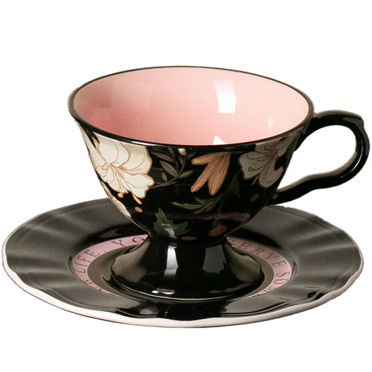 Marais Fine Bone China Tea Cup & Saucer Set – Vintage Floral Coffee & Afternoon Tea Cup
