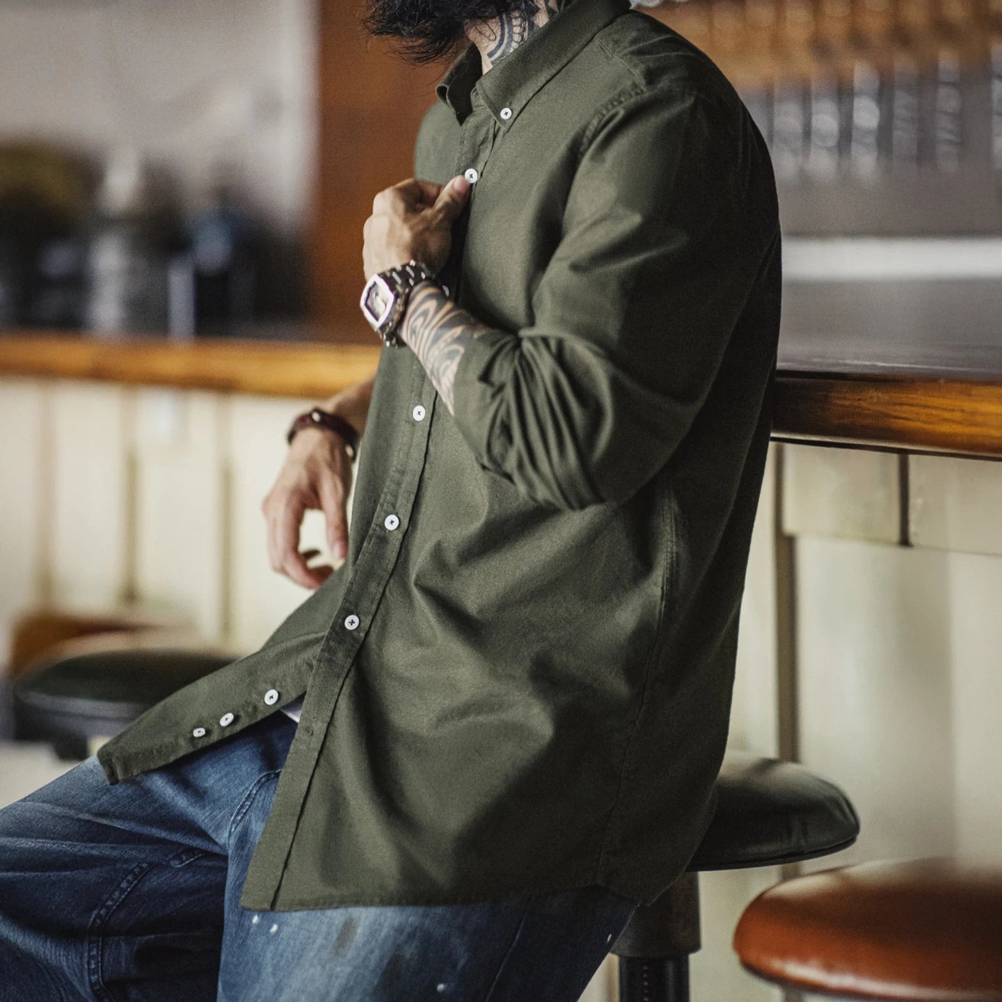 Redford Men’s Long Sleeve Oxford Shirt – 100% Cotton Brushed Casual Button Down Shirt