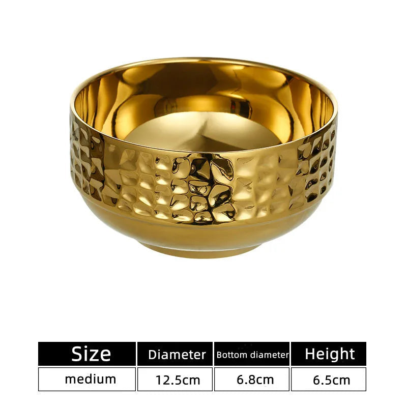 Stainless Steel Double Wall Rice Bowl – Heat Resistant Soup, Ramen & Salad Bowl for Kitchen Dining