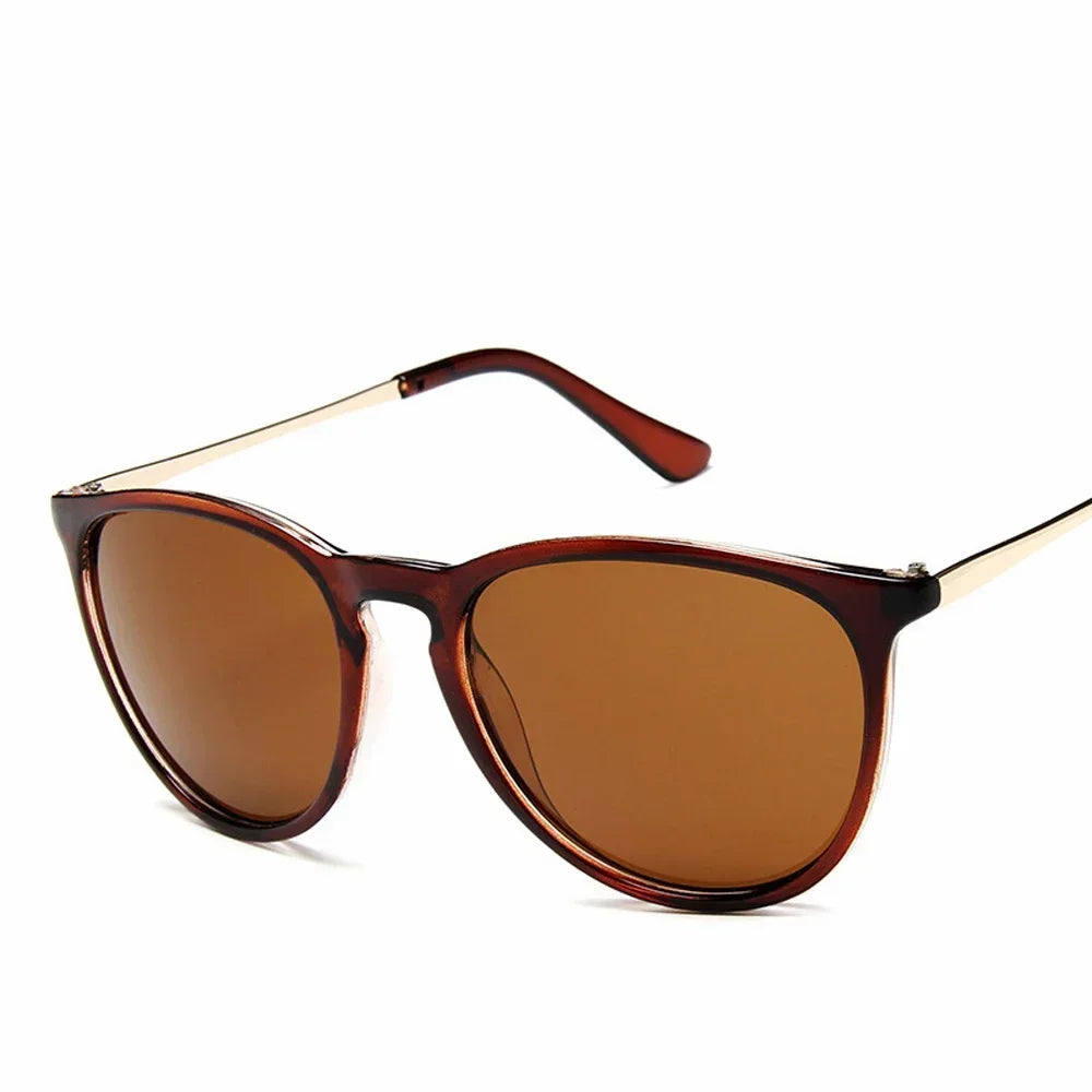 Luna Round Sunglasses – Womens Gold Arm UV Protection Summer Eyewear