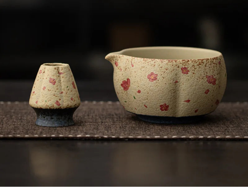 Japanese Matcha Gift Set – 2/4/8 Piece Tea Ceremony Kit with Floral Bowl, Bamboo Whisk & Tools