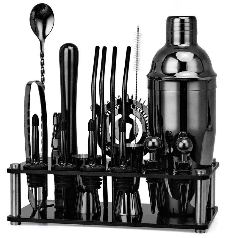 Cocktail Shaker 20-Piece Mixology Set with Display Stand – Stainless Steel Home Bar Accessories Kit