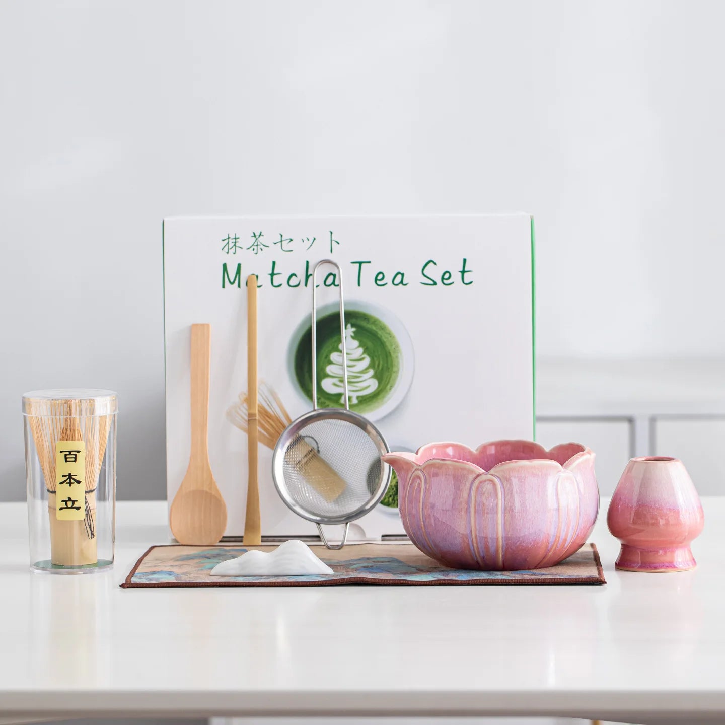 Kasumi Japanese-Style 8 Piece Matcha Gift Set with Ceramic Bowl, Bamboo Whisk and Traditional Accessories