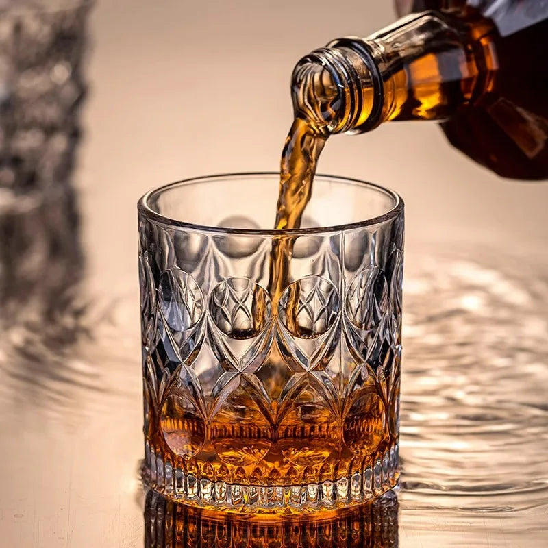 Cut Crystal Whisky Glasses – Set of 2 Vintage Tumbler Glasses for Whisky, Bourbon & Scotch