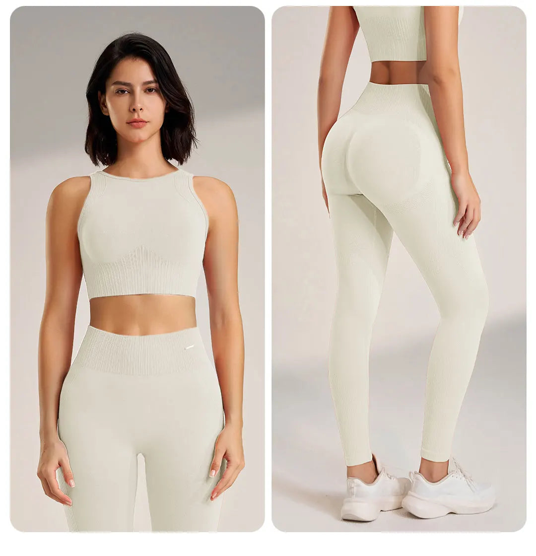 Ravyn Seamless Gym Set – Two Piece Women’s Activewear Crop Top & High Waisted Leggings