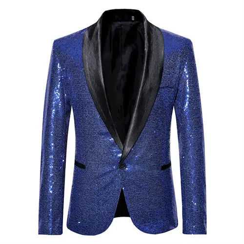 Keston Men’s Sequin Party Blazer – Shawl Lapel Single-Button Evening Jacket for Parties & Events