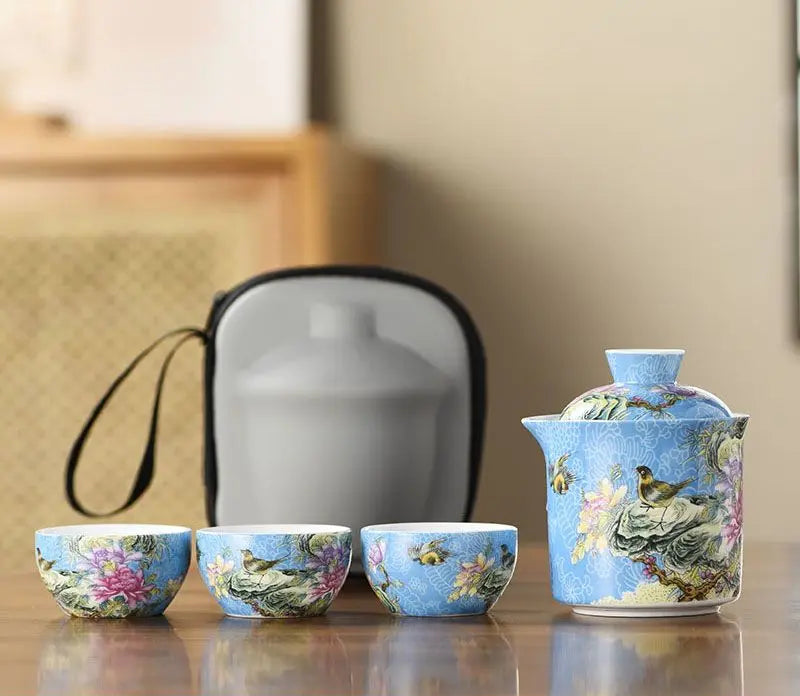 Kiyo Portable Travel Tea Set with Carry Case – Tea Set for Camping & Tea Ceremony