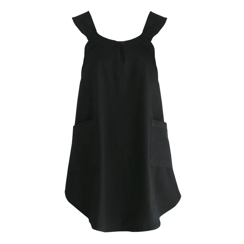 Cross Back Apron for Women – Japanese Style Pinafore Apron with Pockets for Cooking, Gardening & Crafts