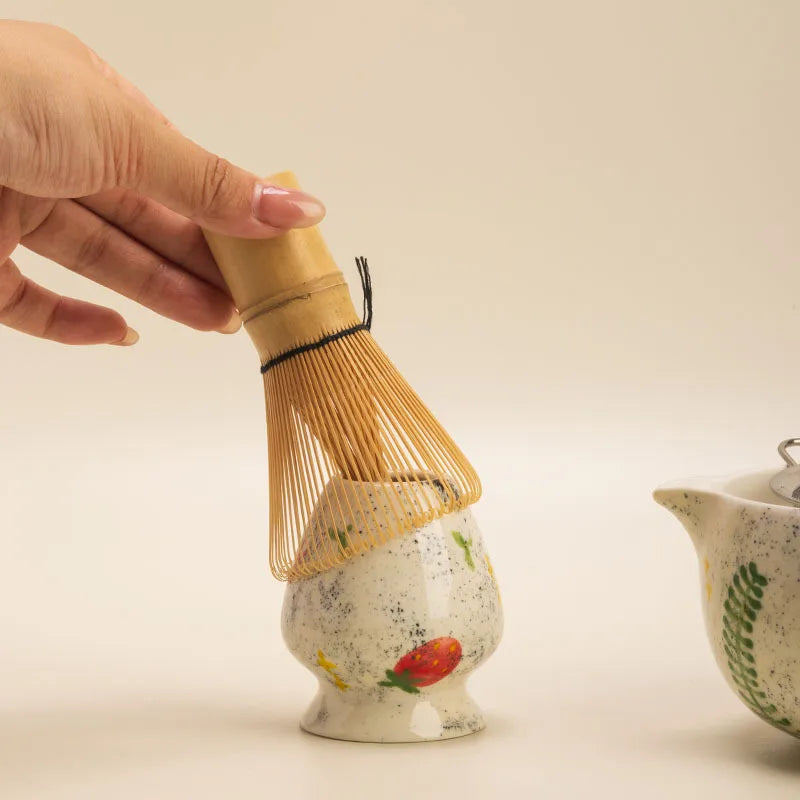 Winter Ribbon Japanese Matcha Set – Ceramic Matcha Bowl & Bamboo Whisk Matcha Gift Kit