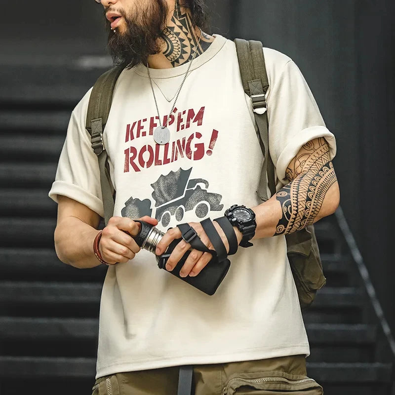 Rowden Graphic Print T-Shirt – Relaxed Fit Crew Neck Tee with Vintage Truck Artwork