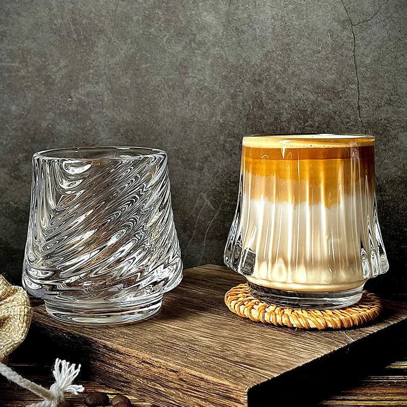 Contour Glass Tumbler Collection – Heat-Resistant Ribbed Drinking Glass for Tea, Coffee, Whisky & Beer
