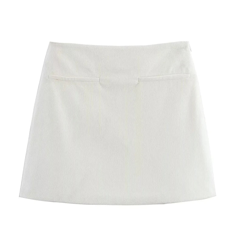 Cordette Corduroy A-Line Mini Skirt – High Waist Winter Skirt in Brown, Black, Claret & White