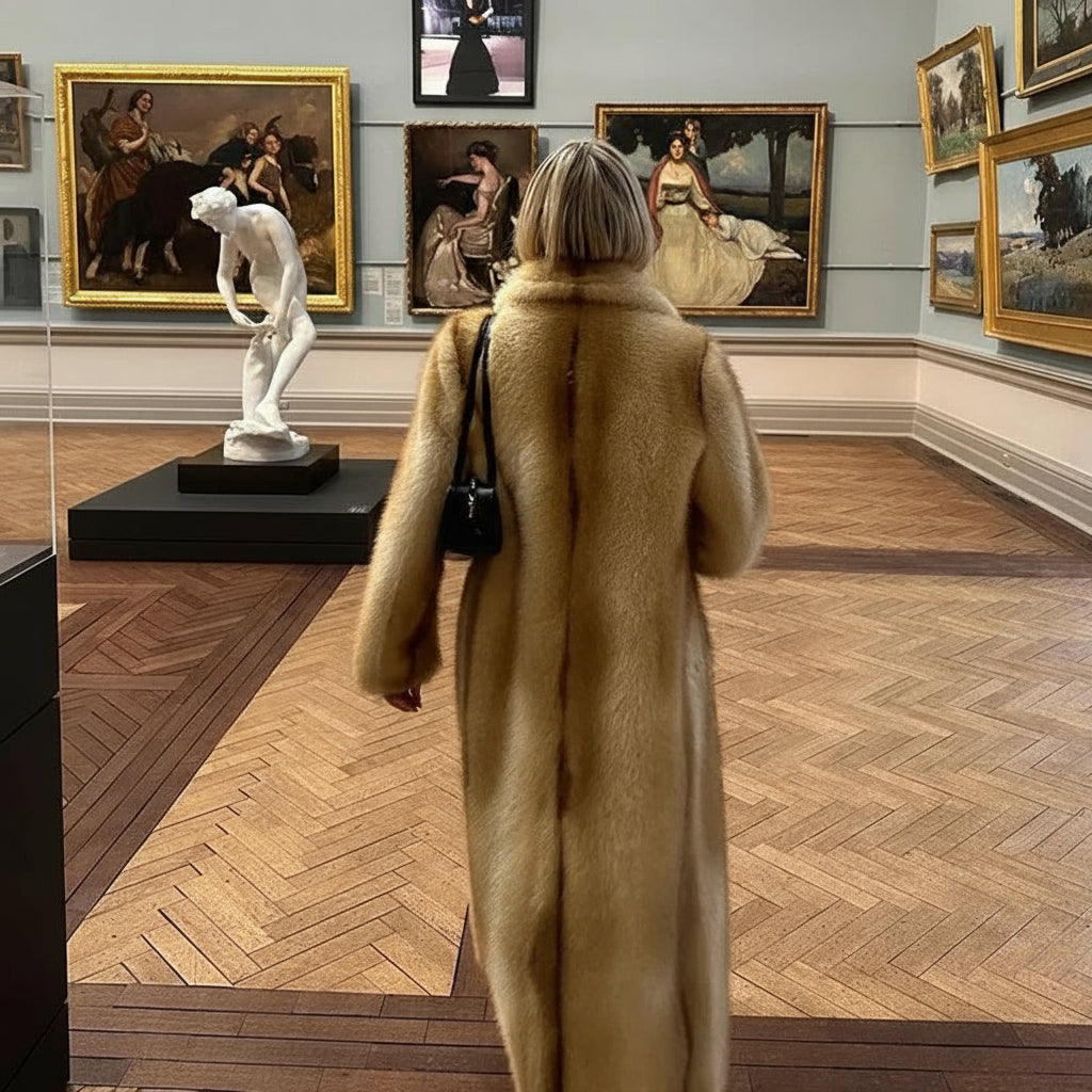 Luvienna Longline Plush Faux Fur Coat – Women’s Luxury Faux Mink Winter Coat for Daywear, Evening & Occasion Outfits