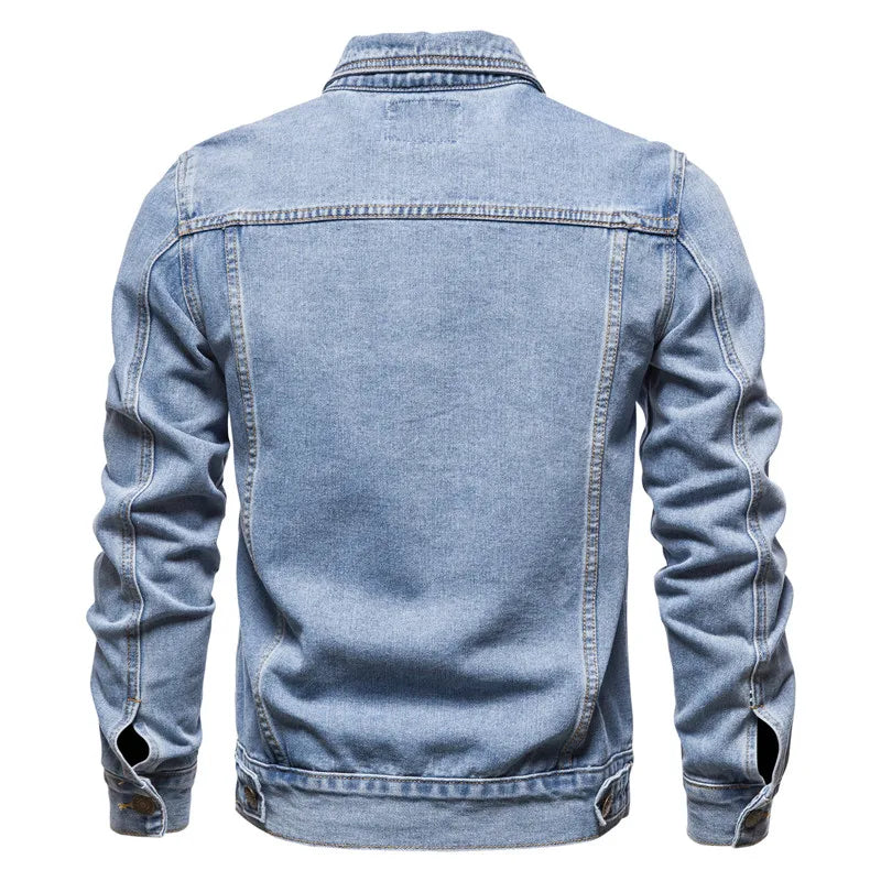 Classic Men's Denim Jacket – Button-Up Long Sleeve Jean Jacket with Pockets