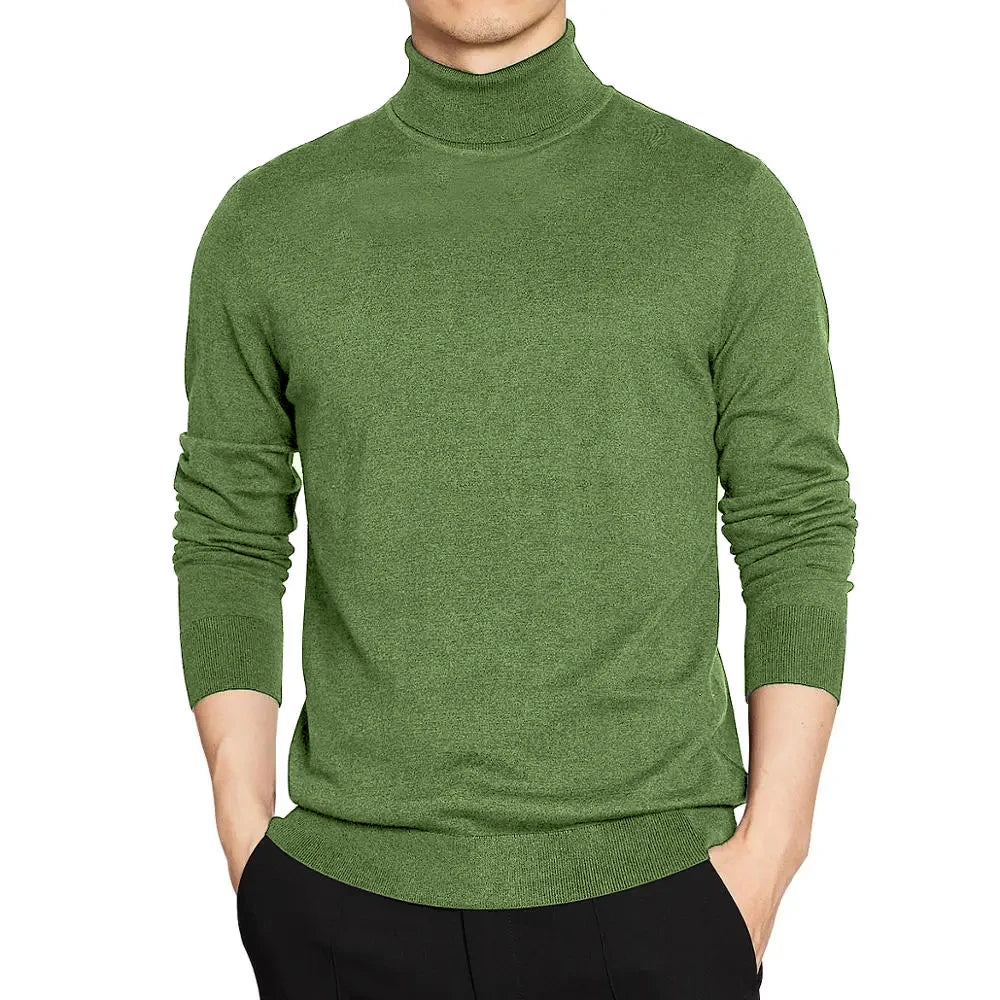 Men’s Roll Neck Jumper – Lightweight Knitted Pullover Sweater for Autumn and Winter Layering