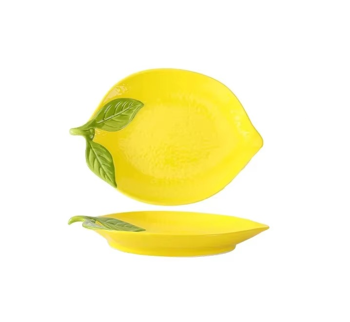 Limoné Ceramic Lemon Serving Dish – Decorative Fruit Plate, Snack Bowl and Dessert Serving Tableware