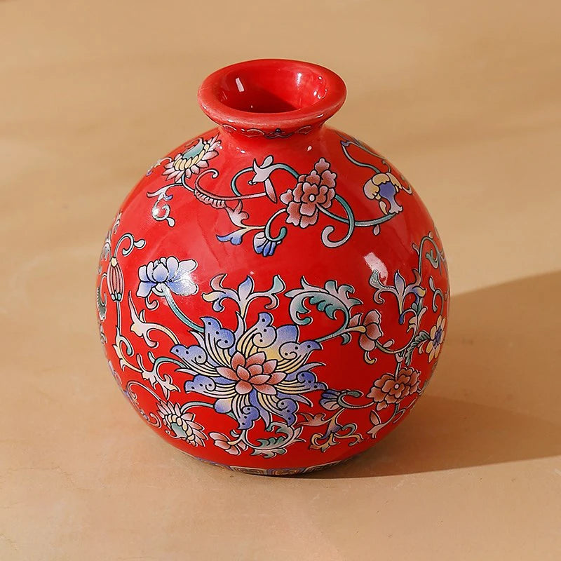 Seravelle Floral Ceramic Vase – Decorative Flower Vase for Living Room, Table Centrepiece & Home Décor (Red, Blue, Light Blue , Ivory & Yellow)
