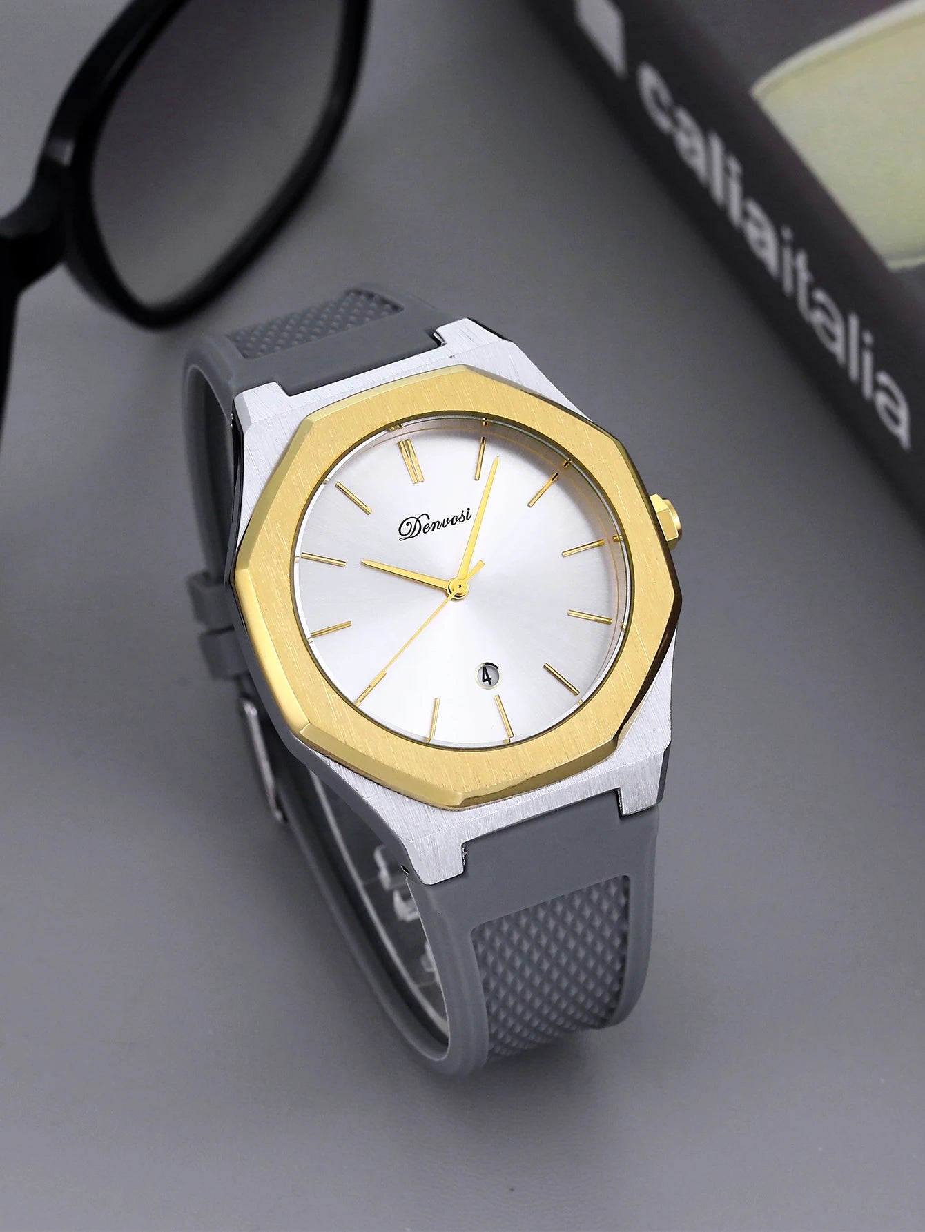 Men's Silicone Strap Watch With Date Display