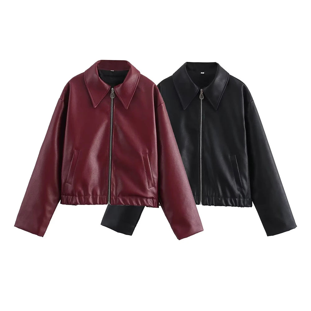 Stylish Faux Leather Jacket for Women