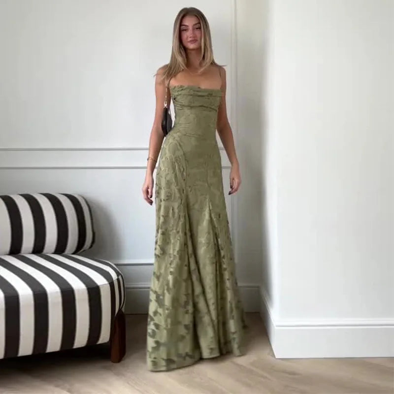 Celestienne A-Line Maxi Dress with Open Back Detail – Elegant Wedding Guest Dress, Formal Evening Gown & Occasion Maxi Dress