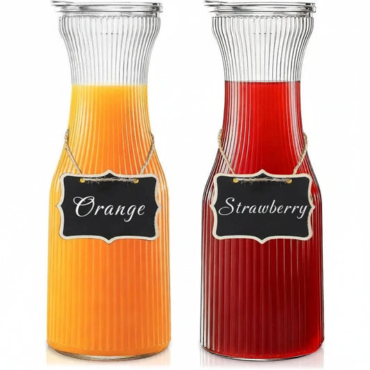 Ribbed Glass Carafe – 1L Drink Bottle