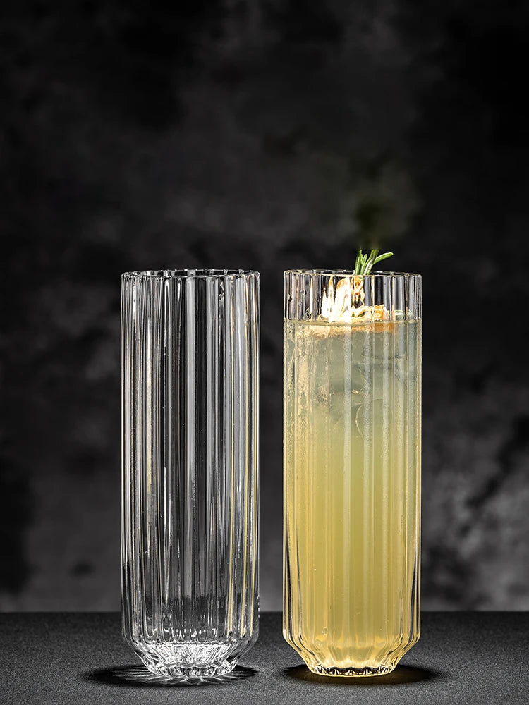 Verelle Fluted Highball Glass – Ribbed Cocktail & Juice Glass