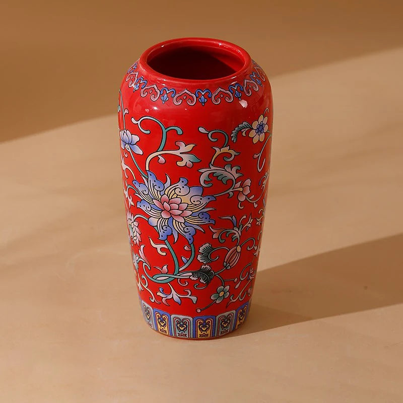 Seravelle Floral Ceramic Vase – Decorative Flower Vase for Living Room, Table Centrepiece & Home Décor (Red, Blue, Light Blue , Ivory & Yellow)