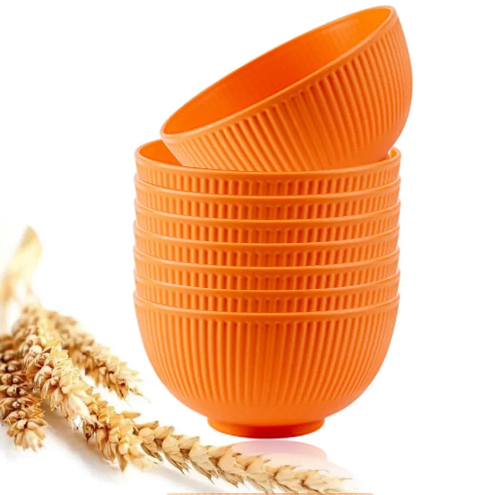 Colourful Plastic Bowls - 8 Piece Lightweight Kitchen Serving Bowls for Salads, Snacks & Cooking