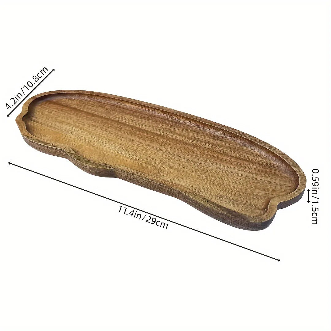 Acacia Wooden Serving Tray – Natural Solid Wood Snack & Food Platter for Coffee, Tea & Appetisers