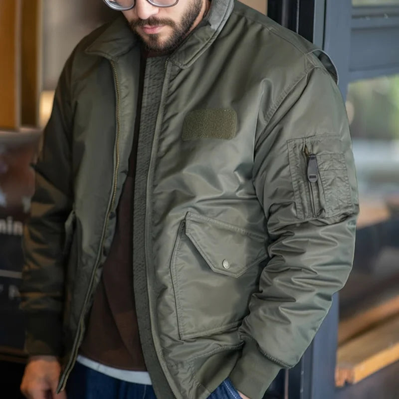 Brackenridge Men’s CWU-45P Bomber Jacket – Military Flight Jacket with Padded Lining, Utility Sleeve Pocket and Zip Front