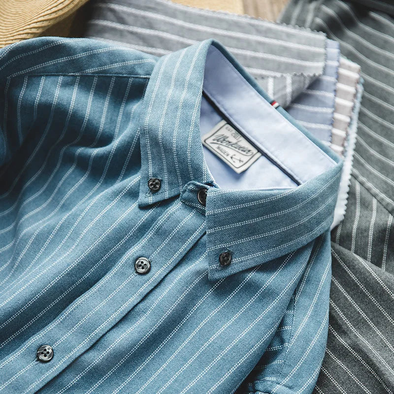 Hawthorne Men’s Vertical Stripe Shirt – Long Sleeve Button Down Business Casual Smart Shirt