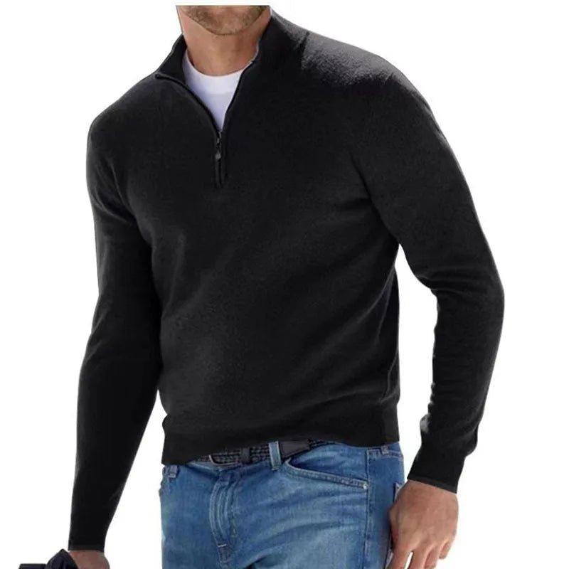 Men's Quarter-Zip Pullover Sweater, Casual Knit Long Sleeve