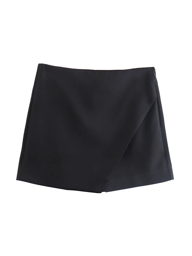 Arlana Asymmetric High Waist Skort – Women’s Tailored Mini Shorts Skirt