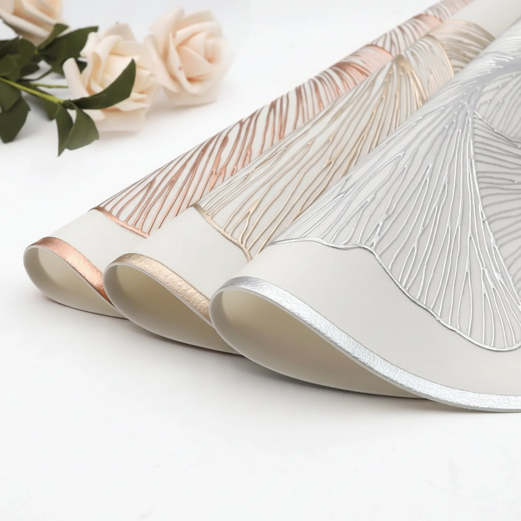 Ginkgo Leaf Round Dining Placemats – 6 Piece Set Non Slip Waterproof Table Mats 38cm Heat Resistant Wipe Clean Dining Table Mats