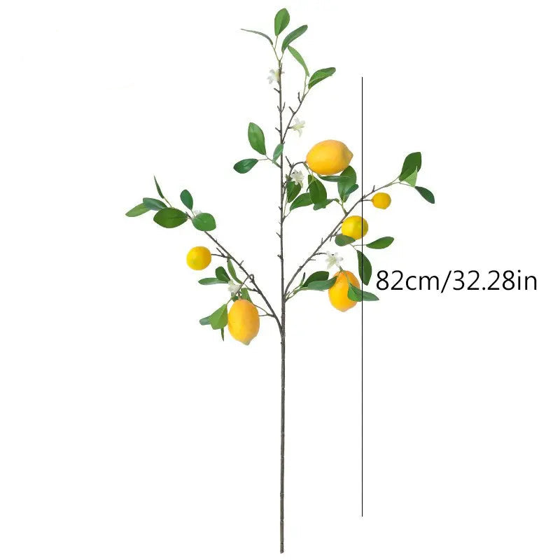 Sorrento Lemon Branch – Lemon Stem with Blossom Detail for Vase Arrangements and Kitchen Décor