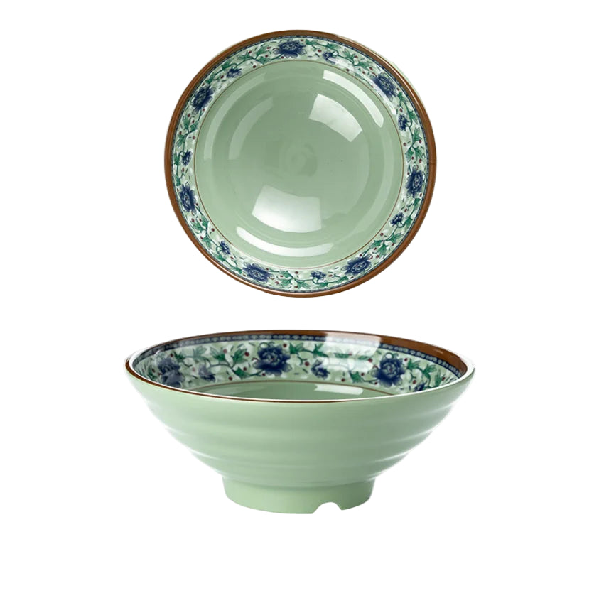 Hand-Painted Noodle Bowls – Large, Medium, Small Ramen, Pho & Soup Bowl Set in Brown, Blue, Green, Yellow