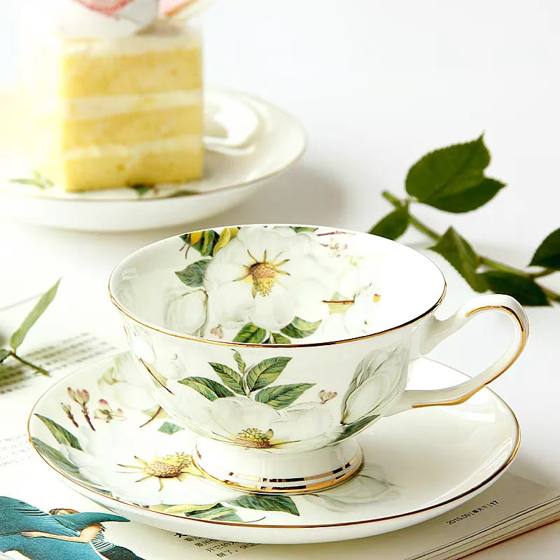English Garden Ceramic Tea Set Collection – Afternoon Tea Cups, Saucers, Mugs & Teapots with Floral Design