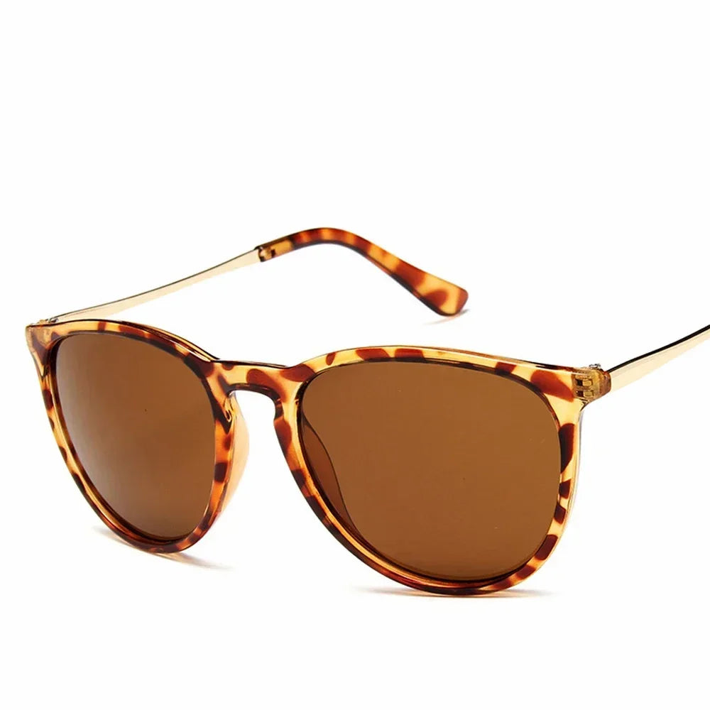 Luna Round Sunglasses – Womens Gold Arm UV Protection Summer Eyewear