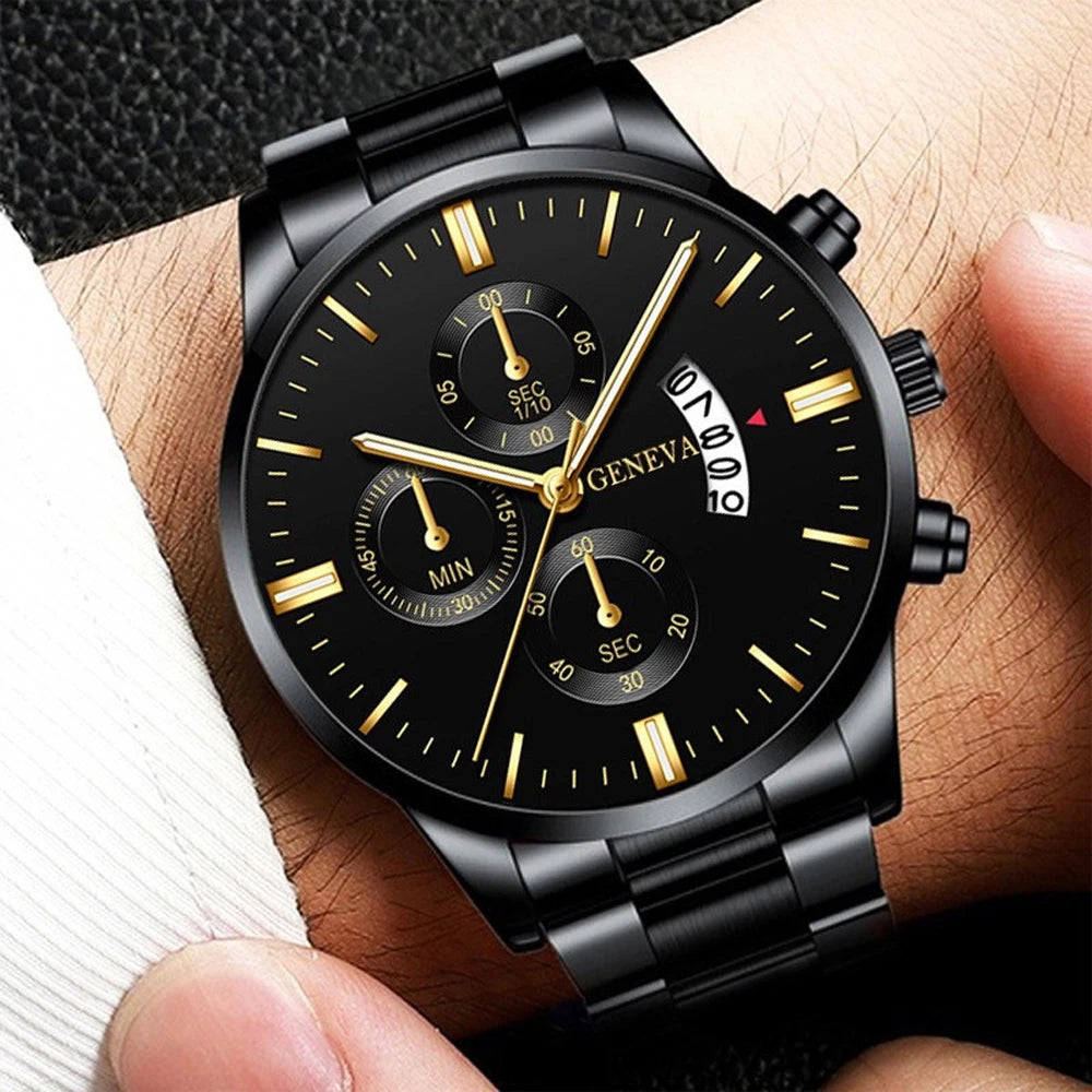 Men's Luxury Chronograph Stainless Steel Watch With Date Display