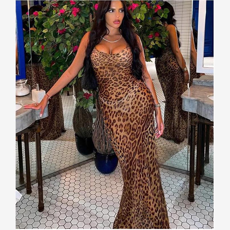 Savara Leopard Print Cowl Neck Maxi Dress – Backless Spaghetti Strap Bodycon Gown