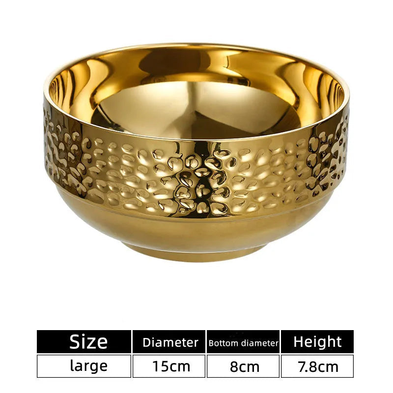 Stainless Steel Double Wall Rice Bowl – Heat Resistant Soup, Ramen & Salad Bowl for Kitchen Dining
