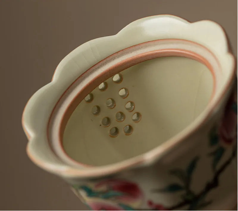 Momohana Peach Blossom Ceramic Teapot with Lid – Pouring Teapot for Herbal Tea, Loose Leaf Tea and Tea Gift