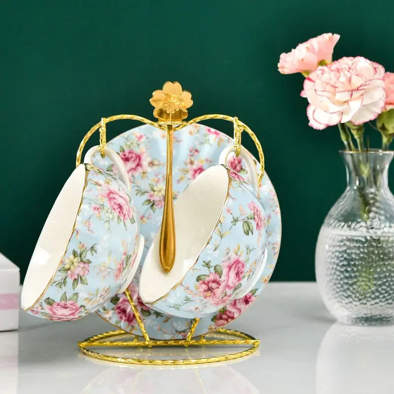 Rosavelle Floral Tea Cup and Saucer Set – Ceramic Coffee Cup
