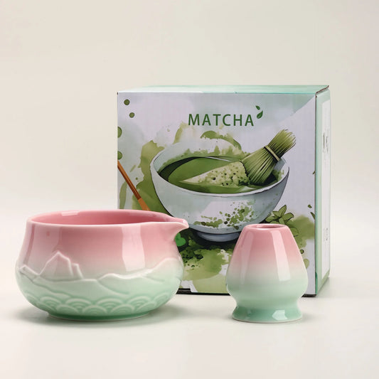 Matcha Tea Bowl & Whisk Holder Set – 2-Piece Ceramic Matcha Making Kit for Japanese Tea Ceremony, Home Brewing & Gift Giving